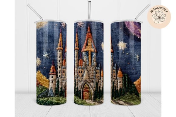 20oz 3D Castle Embroidery Tumbler Wrap