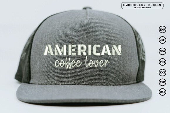 American Coffee Lover 3D Embroidery