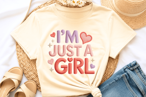 I’m Just a Girl PNG Puffy Embroidery