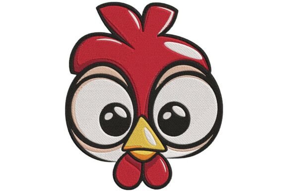 Innocent-Eyed Cartoon Rooster Applique