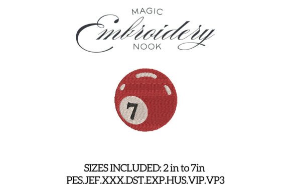 Lucky Number 7 Ball Embroidery Design