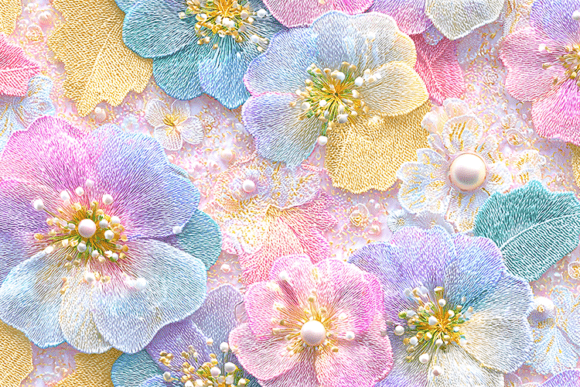 Luxury Pastel Embroidery Flowers