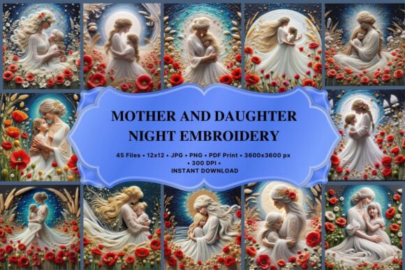 Mother and Daughter Night Embroidery