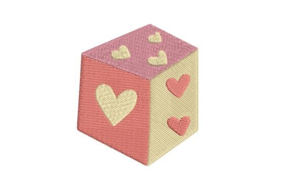 Retro Heart Dice Embroidery Design