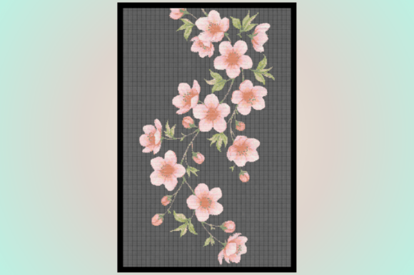 Soft Pink Floral Branch Cross Stitch Pattern