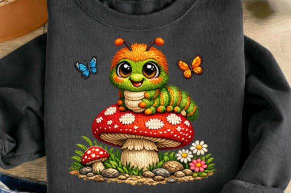 Whimsical Caterpillar Faux Embroidery